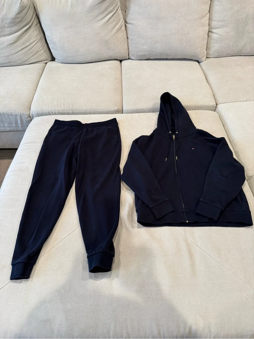 Women’s Navy Blue Tommy Hilfiger Zip Hoodie and Jogger Sweatpants Set